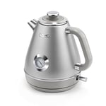 Hazel Quinn Retro Electric Kettle with Thermometer- 1.7 L / 57.5 oz, Stainless Steel, 1200W Fast Boiling, BPA-free, Automatic Shut Off - Space Gray