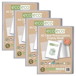 eco-eco Lot de 4 porte-vues transparents avec pochettes en plastique Format A5 50% recyclé 20 pochettes