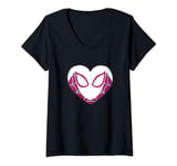 Marvel Spider-Man Ghost Spider Spider-Gwen Heart Mask Logo V-Neck T-Shirt