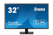 Iiyama Ecran 31,5 Noir 3ms Dalle IPS 2560x1440 100Hz 250 CD/m² 2xHDMI 1xDisplayPort 3xUSB HUB (3.2) HPs VESA 100x100 X3270QSU-B1