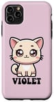 Coque pour iPhone 11 Pro Max Violet Motif chat mignon pour fille Violet