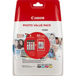 Canon CLI-581 C M Y BK VALUE Pack de 4 cartouches (Noir Cyan Magenta Jaune) +50 feuilles Papier Photo Canon 10x15cm Certifié Canon (Plastique Obsolète 2018)