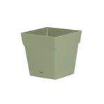 Pot Carré Toscane Avec Réserve D'eau 3.4l - 18x18cm - Vert Laurier - Eda Plastiques