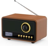 Radio numérique DAB/DAB+, radio FM rétro, haut-parleur Bluetooth, batterie et réseau, lecteur de musique rechargeable avec disque AUX In/U, 80 stations préréglées