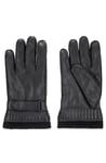 New Hugo Boss mens black leather winter warm thick premium gloves Large Medium 9