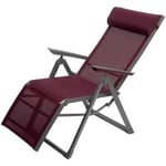 Fauteuil de jardin inclinable Decima bordeaux & graphite 8 positions en aluminium traoté époxy - Hespéride