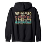 Vintage Hero Born 1965 The Journey Has Just Begun Birthday Zip Hoodie