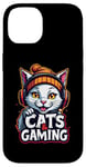 iPhone 14 White Cat with Headset Design Case