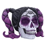 Nemesis Now Drop Dead Magnifique Figurine mythes et Magie 20,5 cm, en résine, poupée vaudou en Forme de tête de Mort, tête de Mort féminine avec Cheveux Violets et Yeux pailletés, coulée dans la