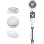 Brosse de bain électrique étanche 4 en 1 Brosse de nettoyage multifonctionnelle pour le corps Épurateur de massage du dos avec 4 têtes de brosse