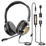 Wantek USB Headset with Microphone for PC Laptop, Adjustable Noise Cancelling Business Office Headsets