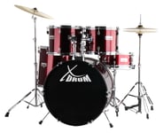 Kit Batterie Acoustique 22'' Drum Set Complet Cymbales Tabouret Baguettes Rouge