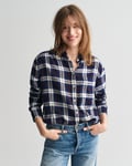 GANT - Rutet flanellskjorte i relaxed fit til dame classic blue