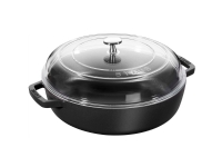 Staub Cast Iron Frying Pan with Two Handles and Lid - 26 cm, Black