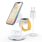 Choetech 3in1 trådløs ladestasjon iPhone 12/13, AirPods Pro, Apple Watch - Hvit