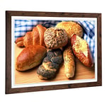 Big Box Art Framed Print of Bakery Bread Rolls (2) Design | Wall Art Picture | Home Decor for Kitchen, Living, Dining Room, Lounge, Bedroom, Hallway, Office, Walnut, A2 / 24.5x18 Inch / 62x45cm