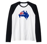 Australia Down Under Classic Australian Flag Map Gift Raglan Baseball Tee