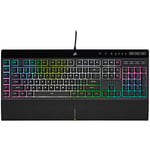 Corsair K55 RGB PRO XT Wired Membrane Keyboard - IP42 Dust and Splash Proof - 6 Macro Keys with Elgato Integration - iCUE Compatible - QWERTZ DE - PC, Mac, Xbox - Black