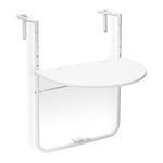 Relaxdays Table de balcon pliante pliable appoint table suspendue rabattable BASTIAN rotin hauteur réglable l x P: 60 x 40 cm, blanc