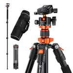 Camera Tripod, K&F Concept 62" Aluminum Tripod Monopod with Quick Release Plate, Ball Head and Compact Travel Carrying Bag for DSLR Canon Nikon Sony Camera K254A1+BH-28L (Old Model SA254M1)