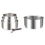 Tefal Ingenio Preference On L898S3 Lot de 4 casseroles avec poignée amovible & Ingenio Preference Casserole 22 cm, Empilable, Acier inoxydable, Induction, Polyvalence, Gain de place