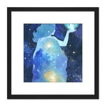 Mother Nature Celestial Figure Space Spiritual Night Stars Square Wooden Framed Wall Art Print Picture 8X8 Inch