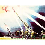 Wee Blue Coo Painting War Wwii UK British Anti Aircraft Artillery Gun Soldier Art Print Poster Wall Decor 12X16 Inch