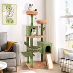 Design In - Arbre à chat Jouets pour chat 160CM Multi-Niveaux avec Griffoirs et Jouets Suspendus Vert CW97521