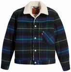 Levi's Men's Type I Sherpa Trucker Jacket, Plaid Darkest Spruce, M