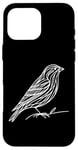 Coque pour iPhone 16 Pro Max Line Art Oiseau et Ornithologue Pin Siskin