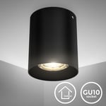 B.k.licht - spot en saillie rond, ø 80mm, douille GU10 pour ampoule led ou halogène de 50W max, spot plafond noir en métal, éclairage plafond