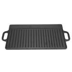 Non-Stick Cast Iron Grill Griddle Pan Ridged and Flat Double-Sided Baking Coo HG