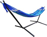 Hamac Double Pour 2 Personnes,220 X 160 Cm,Avec Support En Acier Et Barre D'écartement Amovible,Charge De 226,8 Kg,Hamac En Toile De Coton Pour Terrasse,Porche,Jardin,Cour,Extérieur Et.[Y91]