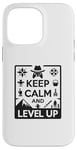 Coque pour iPhone 14 Pro Max Keep Calm and Level Up Gamer pour les joueurs amusants