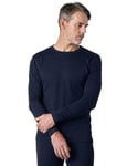 LAPASA Maillot de Corps Thermique Homme Laine Mérinos 100% Naturelle Manches Longues Base Layer de Sport Haut M29 Bleu Marine (Chaud) XXL