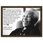 Nelson Mandela Quote I Learned That Courage Typography A4 Artwork Framed Wall Art Print