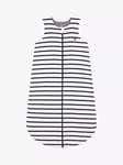 Petit Bateau Baby 2 Tog Bretion Stripe Cotton Sleeping Bag, Marshmallow/Smoke