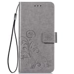 TANYO Case Suitable for Motorola Moto G9 Play, Stylish Leather Full-Cover Phone Case, 3 Card Slot, Magnetic Closure and Flip Stand Wallet Case. Gray