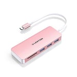 LENTION Hub USB C, Adaptateur USB C vers 3 Ports USB 3.0 + Lecteur de Cartes SD/TF Compatible Nouveau MacBook Air/Pro 2023-2016, iPad, Plus d'appareils de Type C (C15, Or Rose)