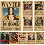 10 st affischer One Piece Wanted Poster Luffy Pappersdekor 10 pcs/set