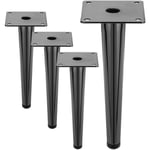 Prixprime - Lot de 4 pieds droits coniques pour meuble 20 cm noir métallisé