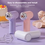 (Purple)Compact Size Electric Egg Beater Cordless Hand Mixer 3 Levels With 2pcs