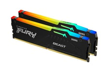 Kingston FURY Beast RGB - 64GB:2x32GB - DDR5 RAM - 6400MHz - DIMM 288-pin - On-die ECC - CL32