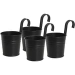 Svart metall järn hängande blomkrukor, hållbara krukor med avtagbar krok hängande planter för utomhus inomhus 4pack