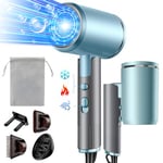 Vbrisi Seche Cheveux Pliable, 2400W Sèche-Cheveux Ionique avec Diffuseur, Professionnel Hair Dryer, 3 températures/3 vitesses, bouton chaud/froid, pour Famille Voyage Salons de Coiffure (Gris Bleu)