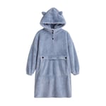 Mub- Lat par morgonrock pullover filt huva utomhus inomhus varm TV-filt hoodie filt Foggy blue L