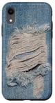 iPhone XR Jean Blue Denim Jeans Fabric Embroidered Style Case