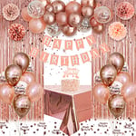 Decoration Anniversaire Fille Femme, Ballons Anniversaire Femme, Banderole Joyeux Anniversaire, Latex Arche Ballon Rose Gold, Ballon Confetti Pompons pour Femme Enfant Adulte Réutilisable