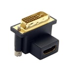 Cablecc Adaptateur DVI mâle coudé à 90 degrés vers HDMI Femelle pour Ordinateur, HDTV et Carte Graphique