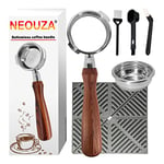 NEOUZA 58mm Bottomless Portafilter Set for Espresso Coffee Machine Compatible with GAGGIA Classic Pro 304 Stainless Steel Two Ears,Fillter Basket, Spoon,Tamper Mat,Brush